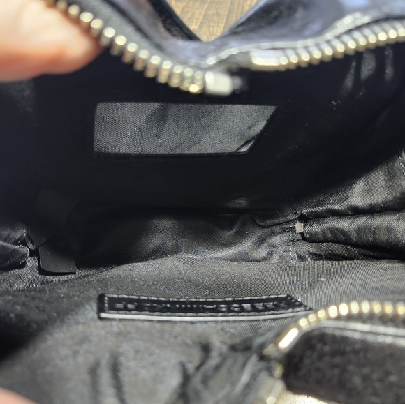 Heart Shaped Black Leather Silver Chain Rebecca Minkoff Designer Crossbody Bag - Picture 7 of 8